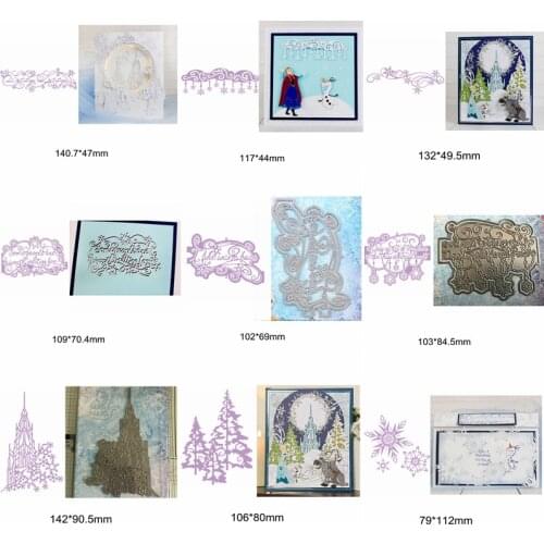 Cartoon Let It Go Movie Scenes Magic Ice Snowflake Tree Castle Sentence Flower Metal Cutting Dies Hot Scrapbook Decorate Cards