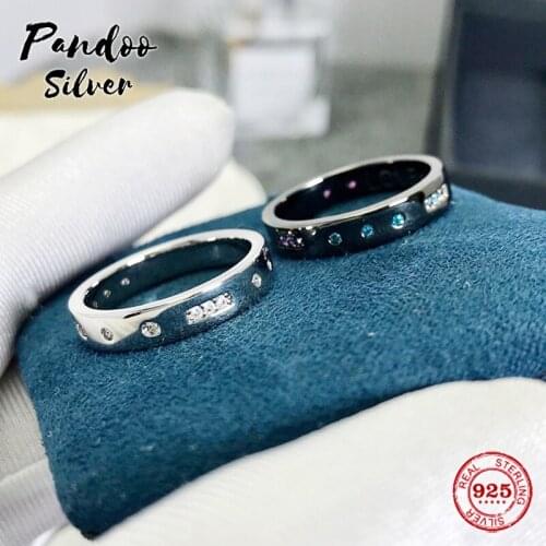 Fashion Charm Pure 925 Silver Original 1:1 Copy, LOVE Morse Code Ring With Colorful Stones For Women Jewelry Gift Finger Rings