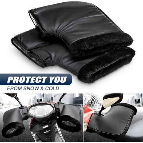Motorcycle Handlebar Windproof PU Winter Thick Warm Handlebar Muffs Thermal Cover Gloves Universal for Motorcycles, Scooters