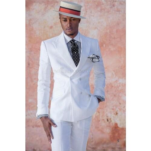 Handsome Groomsmen Double-Breasted Groom Tuxedos Wedding Dress Men Suits Blazer Prom Dinner (Jacket+Pants+Tie) K224