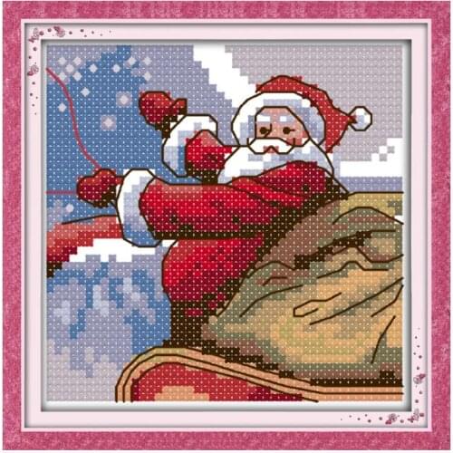 Joy Sunday Printed Cross Stitch Kits Santa Claus Cartoon Patterns Decor 14ct Needlework Embroidery Set 11ct Counted Cross Stitch