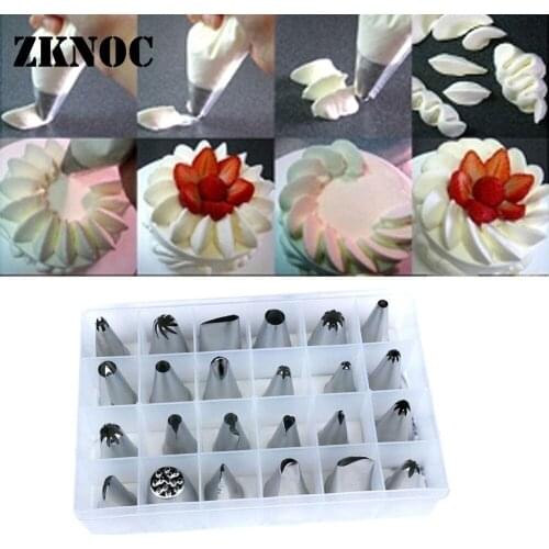 Bicos de confeitar Cake Sugar Craft Puff Pastry Decorating 24 Pcs Icing Piping Nozzles Pastry Tips DIY Tool Moldes Set
