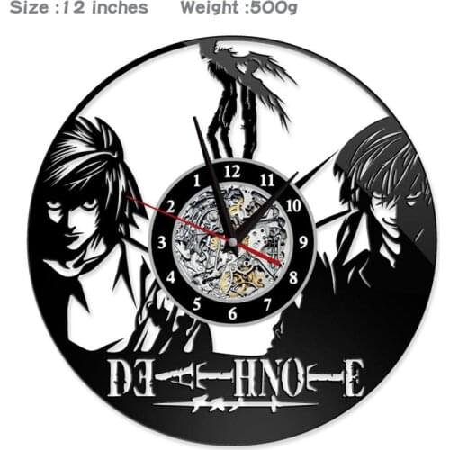 12" Vinyl Record Wall Clock Death Note Style Clocks for Living Room Silent Vintage CD Hanging Clock