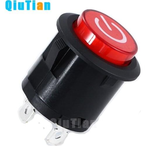Power 3PIN Latching/Self locking Glowing Red Plastic Push Button Switch With LED 12V Panel Indication