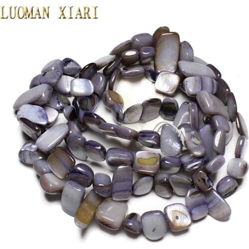 Wholesale 9-16mm Irregular Dyed Dark Grey Natural Shell Side Hole Beads For Jewelry Making Strand 34 '' DIY Necklace Bracelet