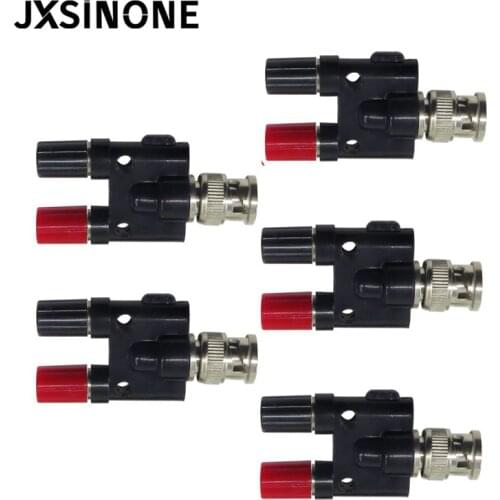 Cleqee P7009 5Pcs BNC Male Plug To Two Dual Banana Jack RF Adapter Connector