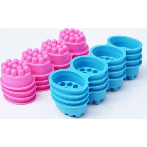 Silicone Soap Mold 4 Compartment Massage Bar Soap making Tool With Single-hole Moulds