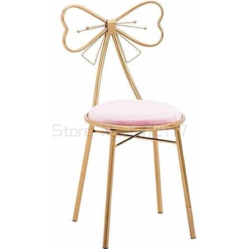 Nordic Dressing Table Stool PU Leather/Velvet Chair nail salon stool Makeup Vanity Chair Cafe Bar Butterfly Lounge Chair