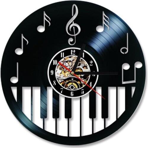 LED Color Change Vinyl Record Wall Clock Acoustic Guitar with 7 Color Musical Instrument Clock Wall Art Decor Birthday Gifts