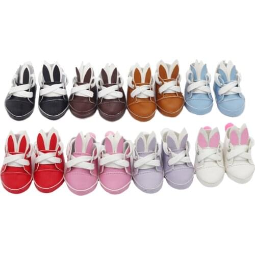 1 Pair Cute Rabbit Tail Doll Shoes for 14.5-Inch Girl Dolls and EXO Dolls Mini Toy Shos Accessories Birthday Gift for Kids