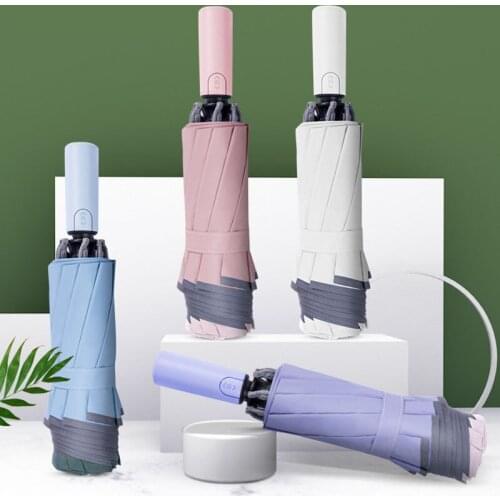Windproof Reverse Folding Automatic Rain Umbrella For Men Women 10 Ribs Reflective Stripe Portable Female Umbrella Male Paraguas