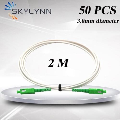 50 PCS/Carton 2 Meter SC/APC SM Fiber Optic Patch Cord, 3.0mm Diameter White Milky LSZH Jacket Optical Fiber Jumper