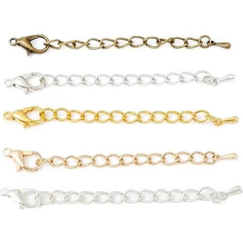 10 Sets / Bag Tone Extended Extension Tail Chain Lobster Clasps Connector For DIY Jewelry Making Findings Bracelet Necklace
