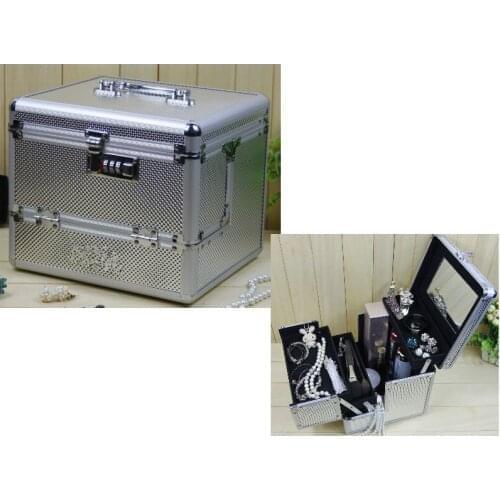 Hot Sale Professional Aluminium alloy Make up Box Makeup Case Beauty Case Cosmetic Bag Multi Tiers Lockable Jewelry Box