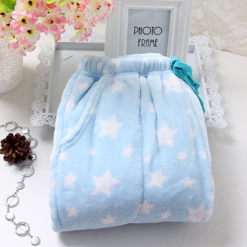 Women Flannel Sleep Bottoms Winter Warm Pajama Pants Pink Print Trousers Femme Sleepwear Casual Soft Home Pants Nightwear