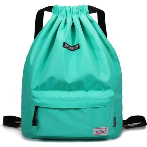 IKE MARTI Women Drawstring Backpack with Shoe Pocket Cinch Water Resistant Nylon String Bag Sackpack for Gym Shopping Sport Yoga