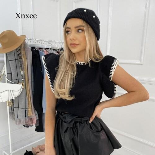 Ladies Sweaters Vest Fashion O Neck Autumn Winter Women Sweater Casual Knitted Ruffles Slim Women Jumper Soft Chic Tops Pullover