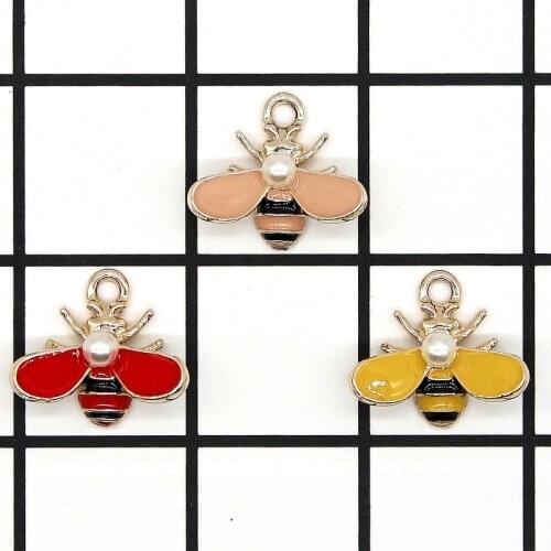 10PCS Animal Series Enamel Bee Charm Alloy Gold Tone Necklace Bracelet Earring Jewelry For DIY Making Accessory Findings XL900