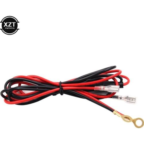 2PCS 100cm for Car Cigarette Socket Connecting Line Black+Red With Protective Tube Adapter for 6.3mm male terminals