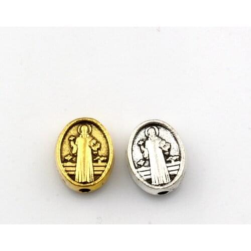 200pcs Zinc Alloy Saint Benedict Cross Crucifix Oval SpacersBeads Handmade DIY Jewelry 8x10mm D-0502