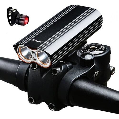 2000LM Bike Light 2 LED Headlight 6000mAh Rechargeable Handlebar Mount Bicycle Super Bright Flashlight Cycling Front Rear Light