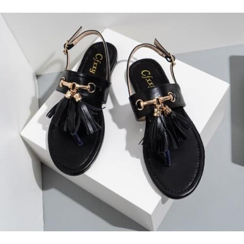 2021 Summer Womens Sandals Bohemia Tassel Clip Toe New Ladies Shoes Fashion Gold Metal Woman Beach Shoes PU Female Flip Flops