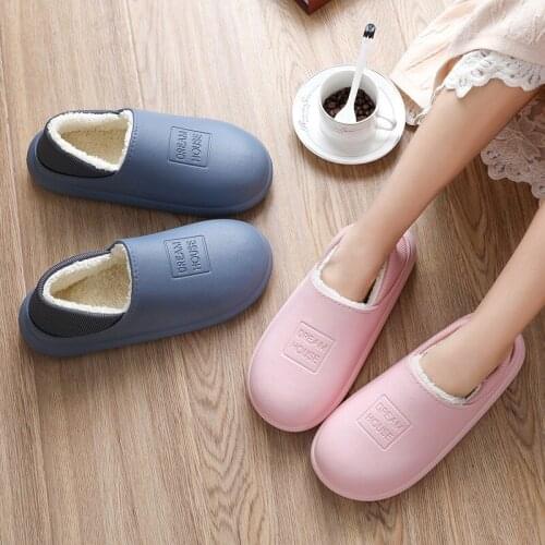 2021 Waterproof Non-Slip Home Slippers Winter Warm Home Women Indoor Cotton Ladies Soft Slippers Memory Foam Couples Shoes