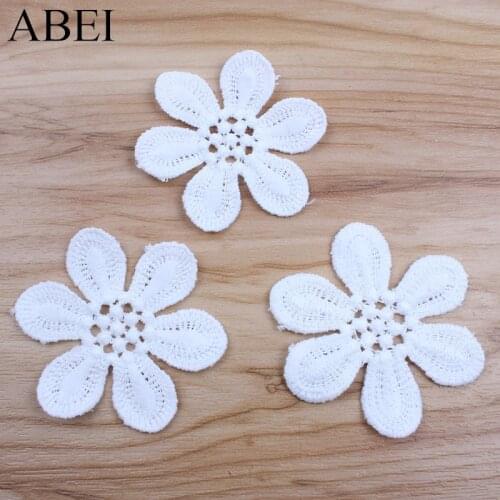 30pcs/lot Embroidered White Flower Lace Applique Mesh Trim For Garment Accessories Decoration Sew On Guipure Lace Fabric