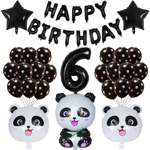 39Pcs Cartoon Panda Foil Balloon China National Treasure Happy Birthday party Decor Kids Baby Shower Air Balloon Party Supplies