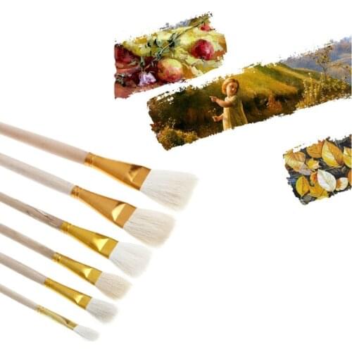 6Pcs Artist Paint Brushes Set Wool Hair Watercolor Acrylic Oil Painting Brush Kids Gift Painting Supplies