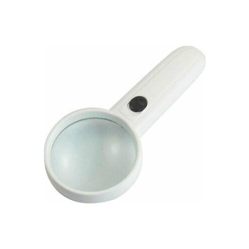 65mm Diameter White Light 2 LED Illuminated Magnifier 4X Magnifying Glass
