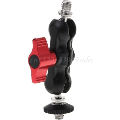 Double Ball Head Shoe Mount Adapter Magic Arm 1/4" Screw Portable GPS Phone LCD Monitor DV Video Light DSLR Camera