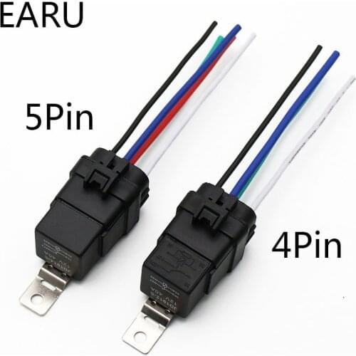 Car Auto Automobile Relay Sealed Waterproof Integrated Wired DC12V 40A 5Pin 4pin Auto Relay + Holder With 105mm Length Wires