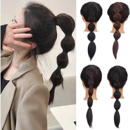 DIANQI Synthetic hair Black lantern bubble long ponytail grasp the clip ponytail for women fashionable hair