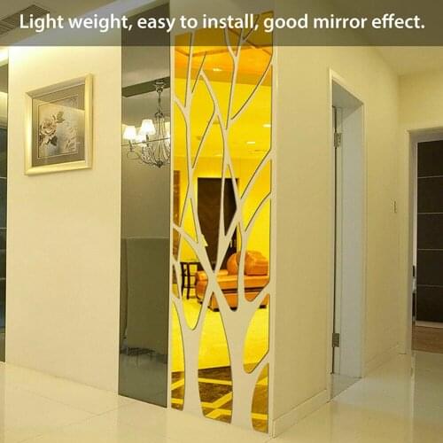 DIY 3D Mirror Wall Sticker Removable Tree Shaped Art Acrylic Mural Decals Home Living Room Bedroom Wardrobe Decoration Stickers