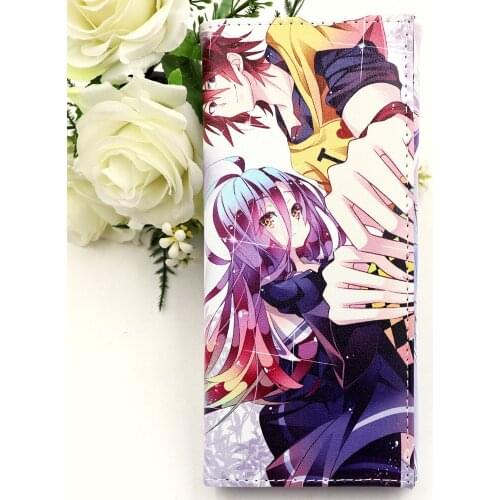 Anime NO GAME NO LIFE Long Purse Sora and Shiro Leather Clutch Wallet for Men Women