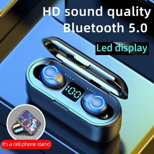F9 TWS Bluetooth 5.0 Wireless Earphones Headphone Touch Control HIFI In-ear Stereo Sport Headset LED Display for iOS/Android