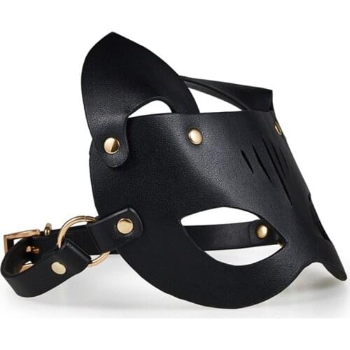 Fetish Adult Games Mask Leather Black Eye Mask Cosplay Cat Mask Sex Toy Sexual Abuse Slave Couples Flirting Toy