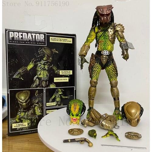 NECA Predator Figure Elder Predator Gold Kenner Leader Clan Chief Action Figure PVC Collectible Model Toys Gifts Brinquedos