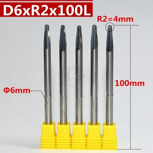 6mm*R2*10°*100L,CNC carbide wood End Mill,woodworking insert router bit,Taper ball nose end milling cutter,deep relief,pvc