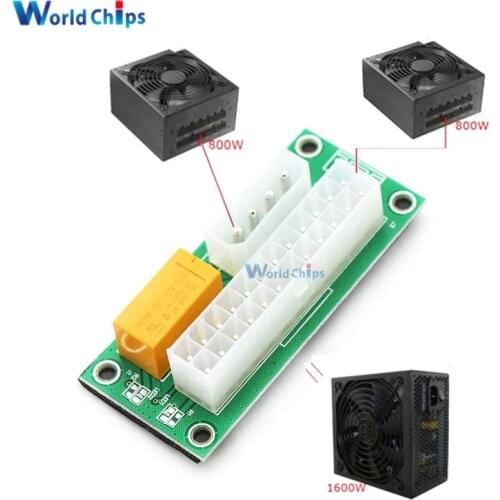 ATX 24Pin to Molex 4Pin Dual PSU Power Supply Sync Starter Extender Cable Card For BTC Miner Machine add2psu