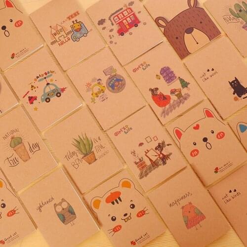 Kawaii Cartoon animal cat mini 64K notebook Retro Kraft paper note book Blank Sketchbook Office School Supplies Gift