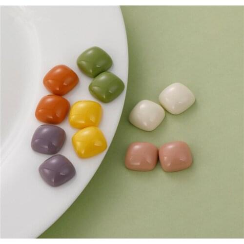 Min order 50pcs/lot 15mm color print geometry square shape resin flatback beads diy jewelry earring/garment accessory