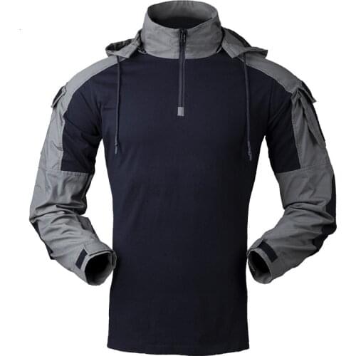 Men Hiking Cs Shooting Hunting Military Camouflage Shirts Hooded Tactical Shirt Army Fans Outdoor Combat Training Uniforms