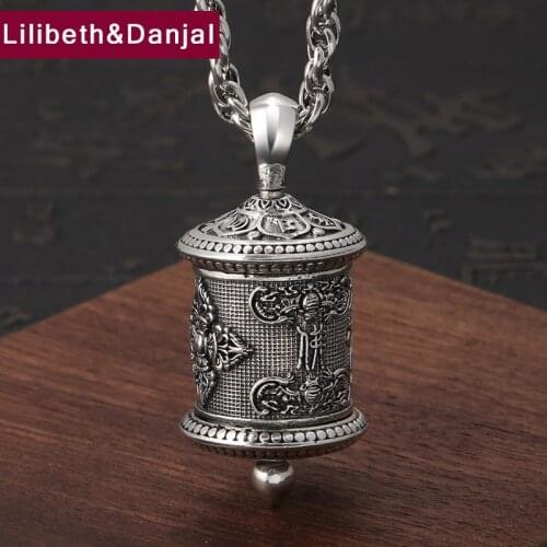 2018 Pendant 100% Real 925 Sterling silver Jewelry Men Buddha Vajra Mantra Gawu box Necklace Pendant Christmas Gift P89