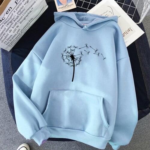 Autumn New Harajuku Kpop Womens Dandelion Hoodie Long Sleeve Top Fashion Casual Sports Shirt Ladies Clothing Solid Color Hoodie