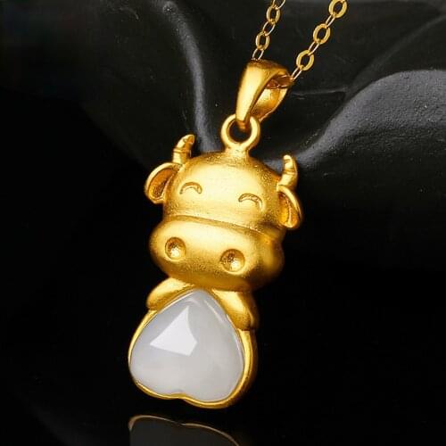 Chinese Style Funiu Pendant Fashion Men Women The Chinese Zodiac Cow Gold Pendant Necklace Jewelry Accessories
