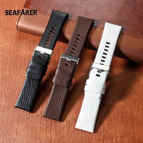 Genuine Leather strap watchband 22 24 26 27 28 30mm watch bracelet For diesel watches DZ4386 1657 1399 1206 4323 black band