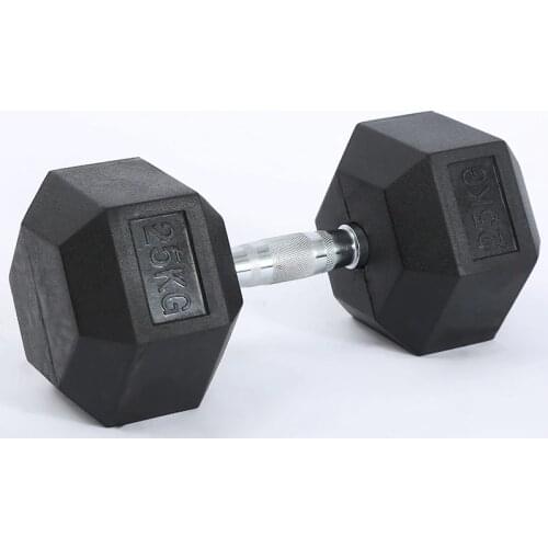 25kg rubber hexagonal dumbbells, suitable for gym unisex home fitness training arm muscle fitness fitness equipment