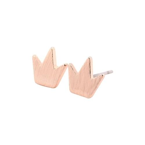 1 Pair Simple Crown Earring Studs Cute Brincos Jewellery Silver Gold Pink Gold-color Metal Earring For Women Gift